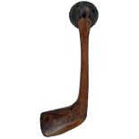 A 19TH CENTURY PASTRY JIGGER with copper-alloy wheel and curved treen handle, Hungarian folk art,