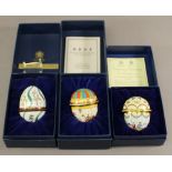 A GROUP OF THREE HALCYON DAYS EASTER EGGS dates 1981 & 1985, one undated (3)  CONDITION: One missing