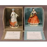 TWO ROYAL WORCESTER PORCELAIN FIGURINES 'Felicty' and 'Elaine' from the Victorian series, limited