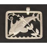 A GEORG JENSEN 925S PENDANT number 251, rectangular form, leaping dolphin design, marked 925s.