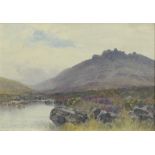 Frederick John Widgery (1861-1942)  A MOORLAND LANDSCAPE, watercolour, signed lower left, in a