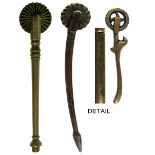 THREE 19TH CENTURY COPPER-ALLOY PASTRY JIGGERS, Indian Raj, each having a wheel, one having a