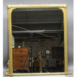 A VICTORIAN GILT-FRAMED OVERMANTEL MIRROR of rectangular form with rope-twist moulded frame and