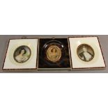 A GROUP OF THREE MODERN PORTRAIT MINIATURES each depicting period ladies, two in reclaimed ivory