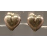 A PAIR OF GEORG JENSEN 925S EARRINGS of heart-form, marked 925s Denmark. (for pierced ears) 8mm,