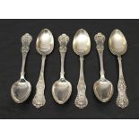 A SET OF SIX SCOTTISH SILVER TEASPOONS Queens pattern, marks for Glasgow 1866 maker Peter McFarlane.