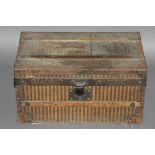 A LATE 19TH CENTURY RIBBED TRAVEL TRUNK possibly by Louis Vuitton, of hinged rectangular form with
