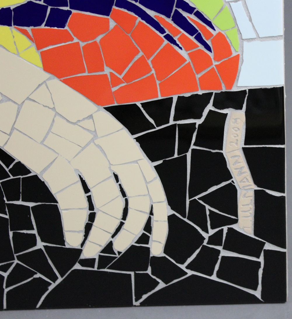 *IVAN ULLMAN (SWISS 20TH/21ST CENTURY) - CERAMIC MOSAIC ON WOODEN PANEL - 'MY WAY', 78cm x 63cm, - Image 4 of 4