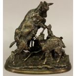 After PIERRE JULES MENE (French, 1810-1879) GOAT AND KID bronze, signed 'P.J Mene' 23.5cm(h) x
