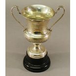 A GEORGE V SILVER 'THE LONSDALE CHALLENGE CUP'  TROPHY of Campana form with loop handles, engraved