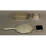 A SMALL GROUP OF MISCELLANEOUS SILVER ITEMS comprising a rectangular silver box, London 1876,