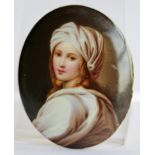 A CONTINENTAL PORCELAIN OVAL PLAQUE IN THE DRESDEN MANNER, printed and painted in colours with