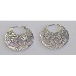 A PAIR OF KENZO (PARIS) 925 KOI CARP DESIGN EARRINGS of circular form with engraved koi carp, marked