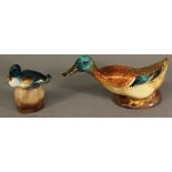 A ROYAL DOULTON POTTERY MALLARD DUCK model number HN229, unusually lacking factory mark but