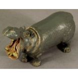 After FRANZ BERGMAN (1861-1936) A COLD-PAINTED BRONZE HIPPOPOTAMUS naturalistically modelled and