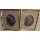 Pair of Watercolour Still Life Paintings, Rock Dove in Naturalistic Setting signed Julia Bouvier