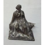Bronze Sculpture of Gentleman Seated signed by G Tessy - 4.5" tall