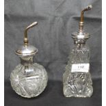 Two Early 20th Century Crystal Glass Atomisers with Sterling Silver Mounts