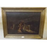 19th Century Framed Oil on Board "Coaching Scene"