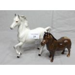 Beswick Prancing Grey Horse and a Shetland Pony "Eschenchan Ronay"