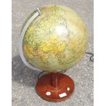 Early 20th Century Terrestrial Globe 12" diameter on Mahogany Base