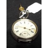 Brittania Silver Ladies Engraved Pocket Watch