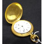 Ladies Gold Plated Hunter Cased Fob Watch