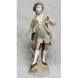 19th Century Continental Porcelain Figurine of a Dandy - finely modelled and painted