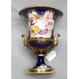 Hand Painted Continental Porcelain 2 handled Vase (restoration to handle)