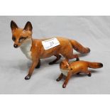 2 Beswick Foxes (one large and one small)