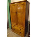 Oak Linen Cupboard, Two Doors and Drawer Base