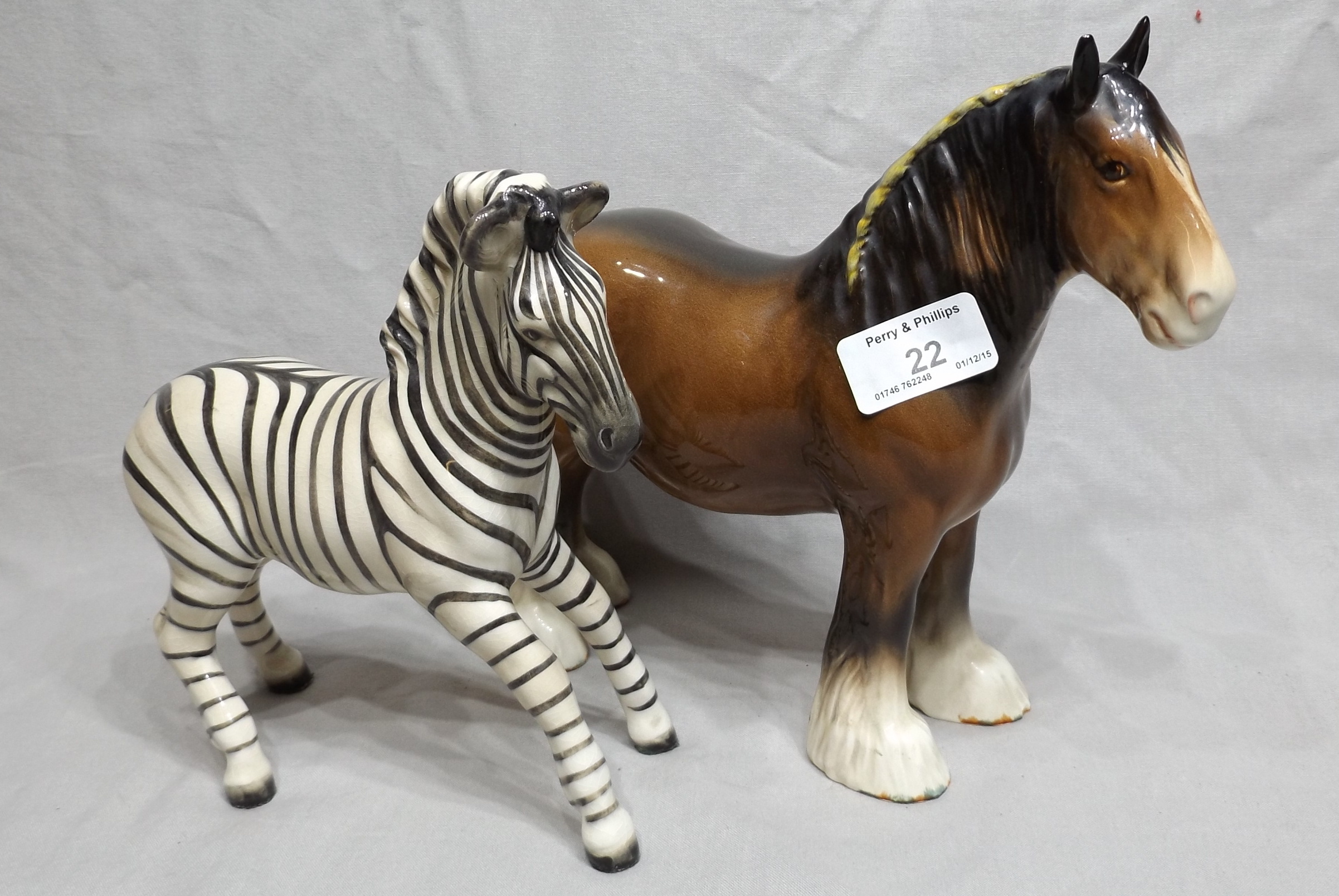 Beswick Zebra and Beswick Shirehorse