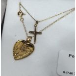 Diamond Studded Cross and a 9ct Gold St Christopher