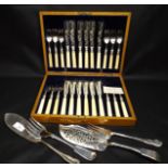 Cased Set of Fish Knives and Forks and Two Fish Servers