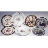 Collection of Spode, to include a pair of iron stone type plates, a pair of botanical studies