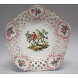 Meissen basket dish painted with birds in branches Condition report: see terms and conditions.