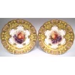 Pair of Royal Worcester plates signed Sebright Condition report: see terms and conditions.