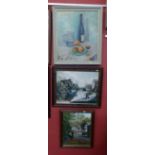 Three modern oil painting, Chester, Caldy still life. Condition report: see terms and conditions.