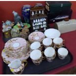 Mixed group of decorative pottery and a pink and gilt dessert service Condition report: see terms