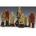 Eight Chinese carved soapstone figures of mythical characters, 12 - 21cm.
Condition report: all