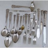 Suite of German 800 standard silver flatware, approximately 161 pieces of thread and scroll pattern,