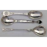 Danish silver fancy serving spoon with an ebony knop by Grann & Laglye, Coenhagen 1926, assayer