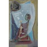 Tadeusz Was (1912-2005),  Mother and child, signed, mixed media, 37.5 x 22.5cm.; 14.75 x 9in.