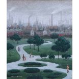 Arthur Delaney (1927-1987),  "Peel Park, Salford", signed, titled on verso, oil on board, 36.5 x