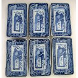 Set of six Arita porcelain rectangular blue and white dishes, length 21cm.
 
Condition report: