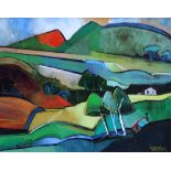 Geoffrey Key (1941-),    "Valley Farms", signed and dated '07, titled on verso, oil on canvas, 49.