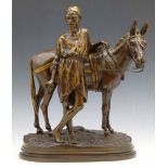 Alfred Dubucand (1828 - 1894) Anier de Caire, a cold painted and patinated bronze group of an arab