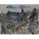 Fred Yates (1922-2008),  Rural view with cottage, signed, watercolour, 36.5 x 48cm.; 14.5 x 19in.