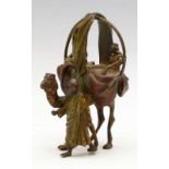 Cold painted bronze group of a camel and hawdaj, in the style of Bergmann, height 9cm.