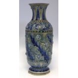 Doulton Lambeth vase,   decorated by Arthur Barlow with leaves scrolls and floral bosses,